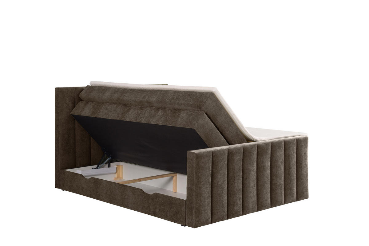 BOXSPRINGBETT VELTRA mit Topper und Bettkasten, Braun, 120x200 cm - Braun, Textil (120/200cm) - KS Home Concept