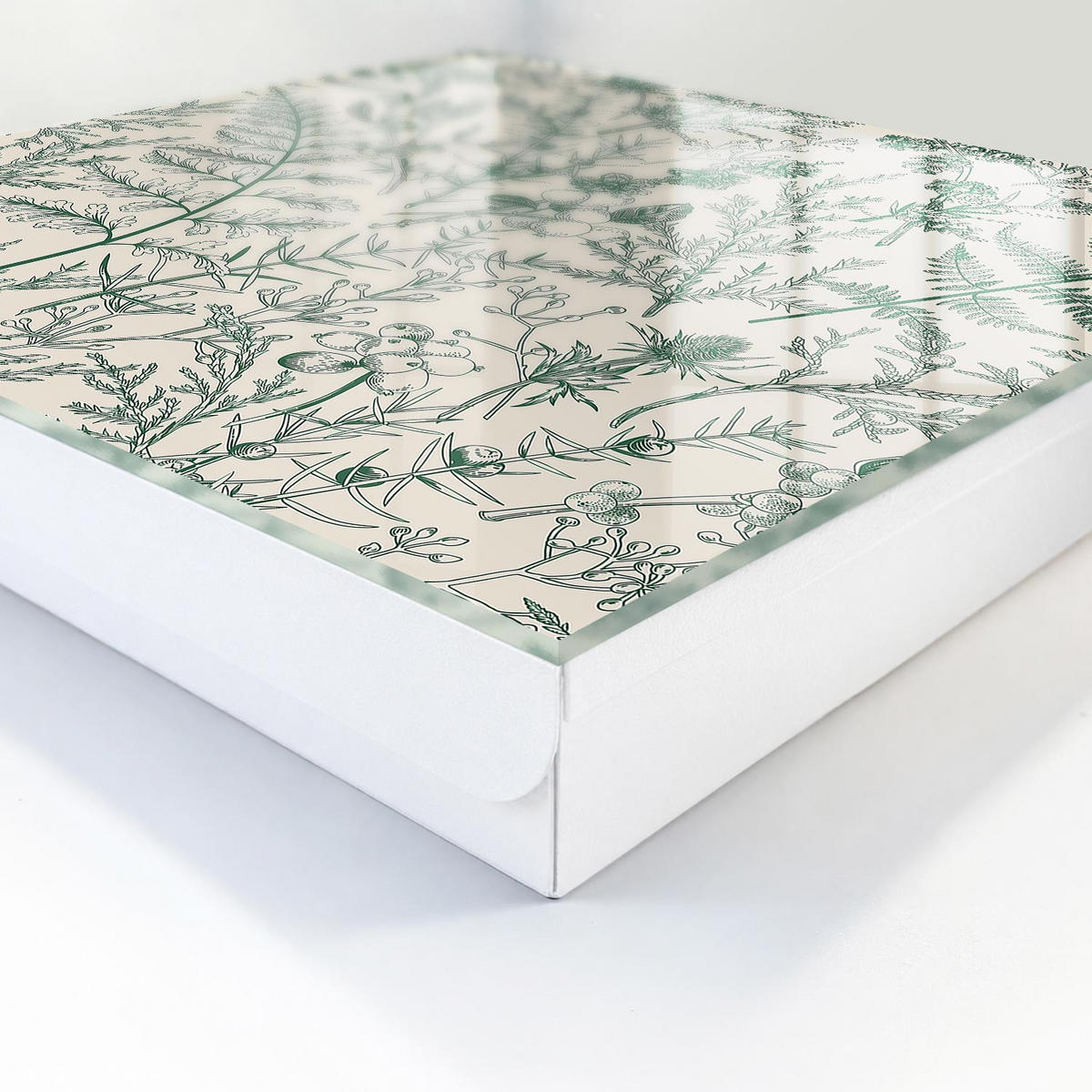 SCHLÜSSELBOX Weiß 30x30 cm – Türöffnung nach rechts - Pflanzenmotive - Creme, Metall (30/30/5cm) - TULUP