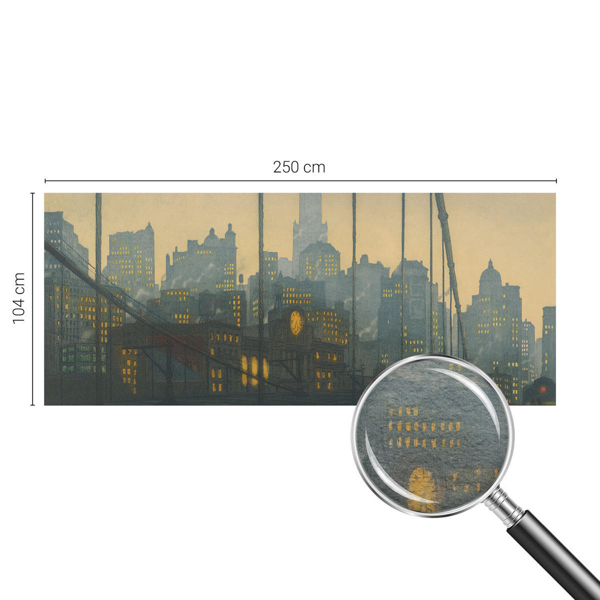 FOTOTAPETE 250x104 cm - Abendpanorama - Grau, Textil (250/104cm) - Wallfluent