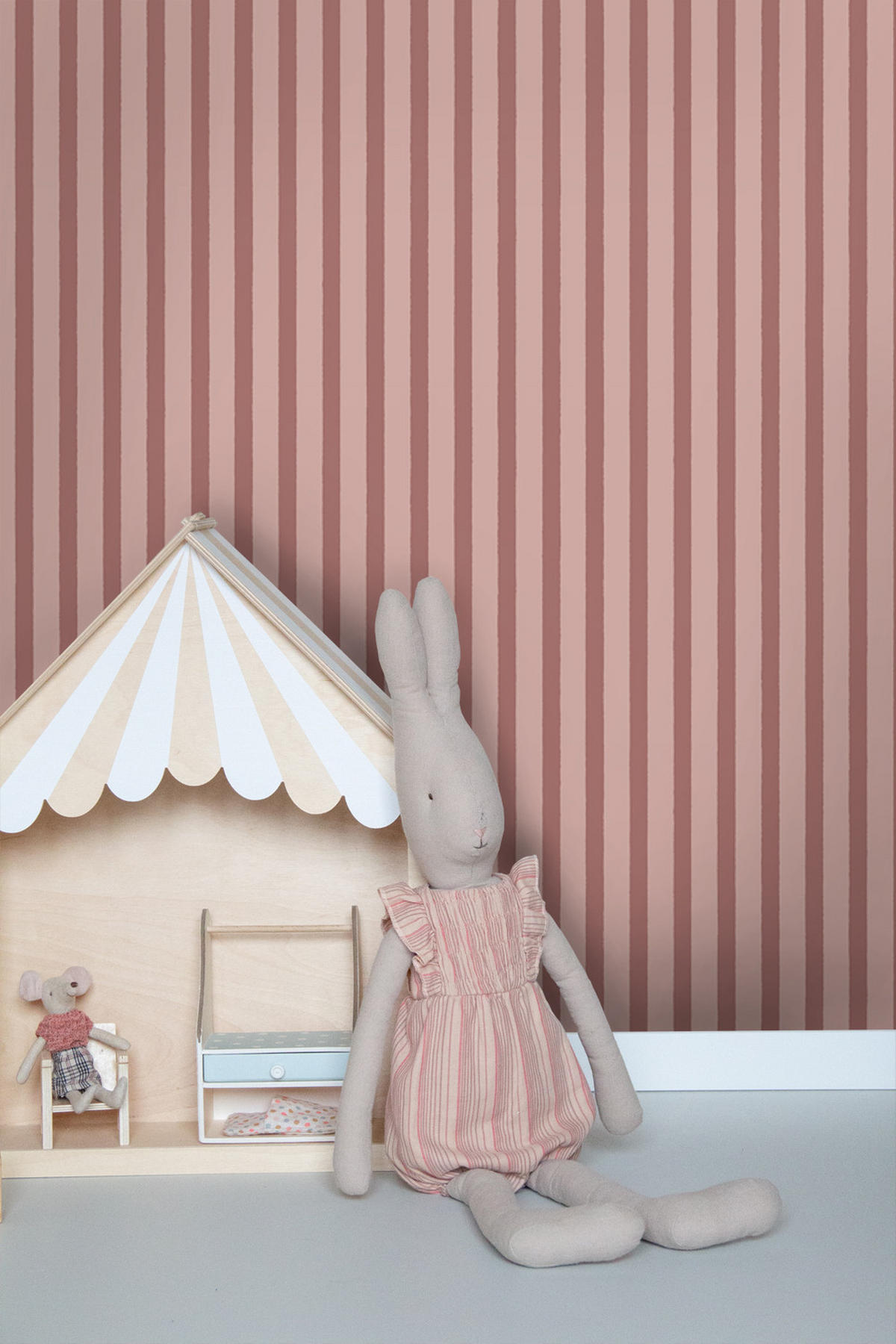 TAPETE horizontal gemalte Streifen 50 x 900 cm - Pink, Papier (50/0.1cm) - Sanders & Sanders