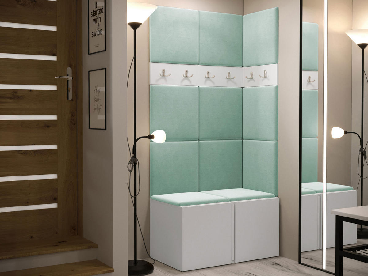 GARDEROBEN-SET Orion I - Weiß/Mintgrün, Holzwerkstoff/Kunststoff (84/186/46cm) - MIRJAN24