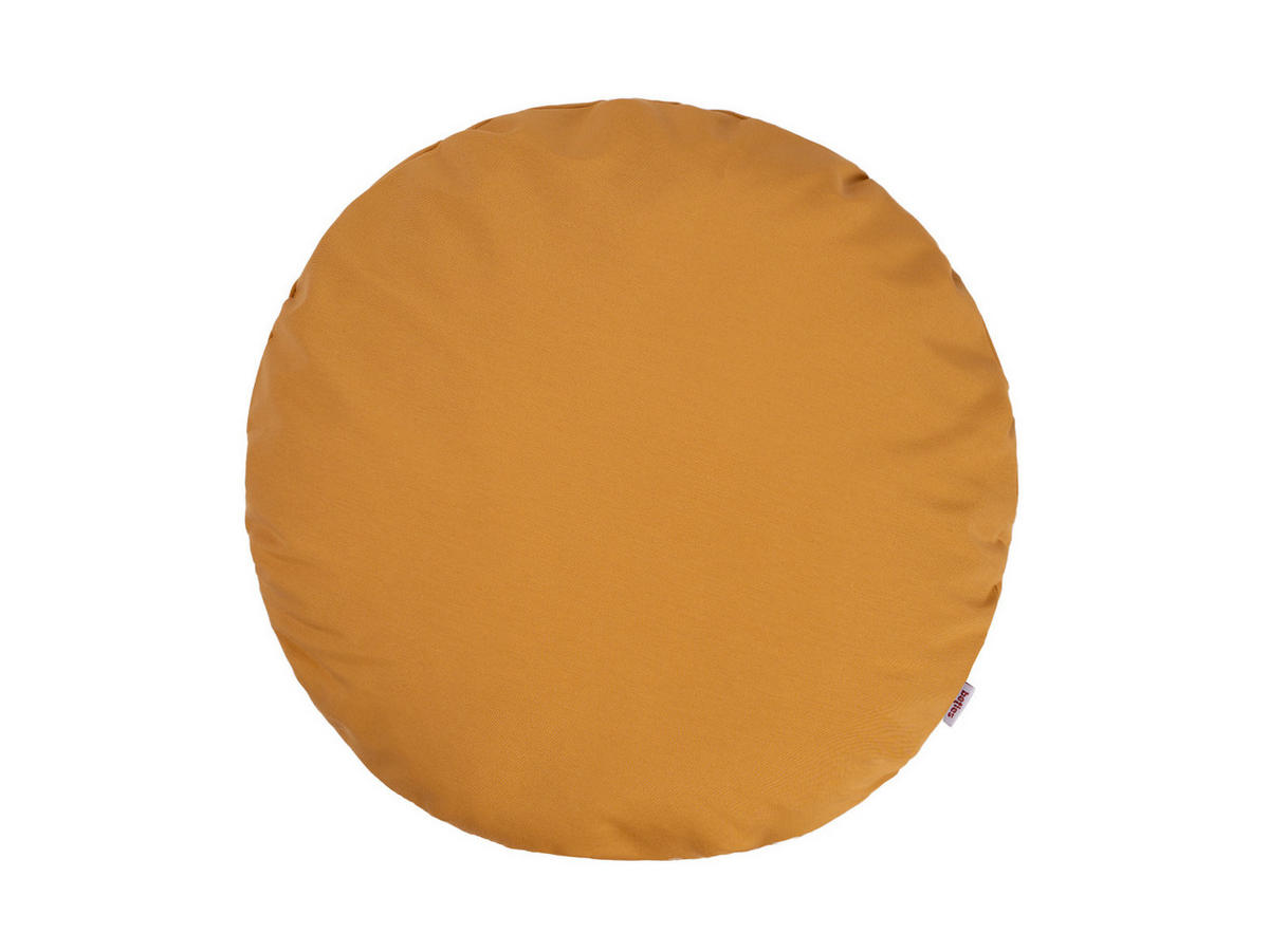 KISSENHÜLLE Rund Wunschton safran-gelb 50 cm Ø - Gelb, Textil (50/50cm) - beties Heimtextil