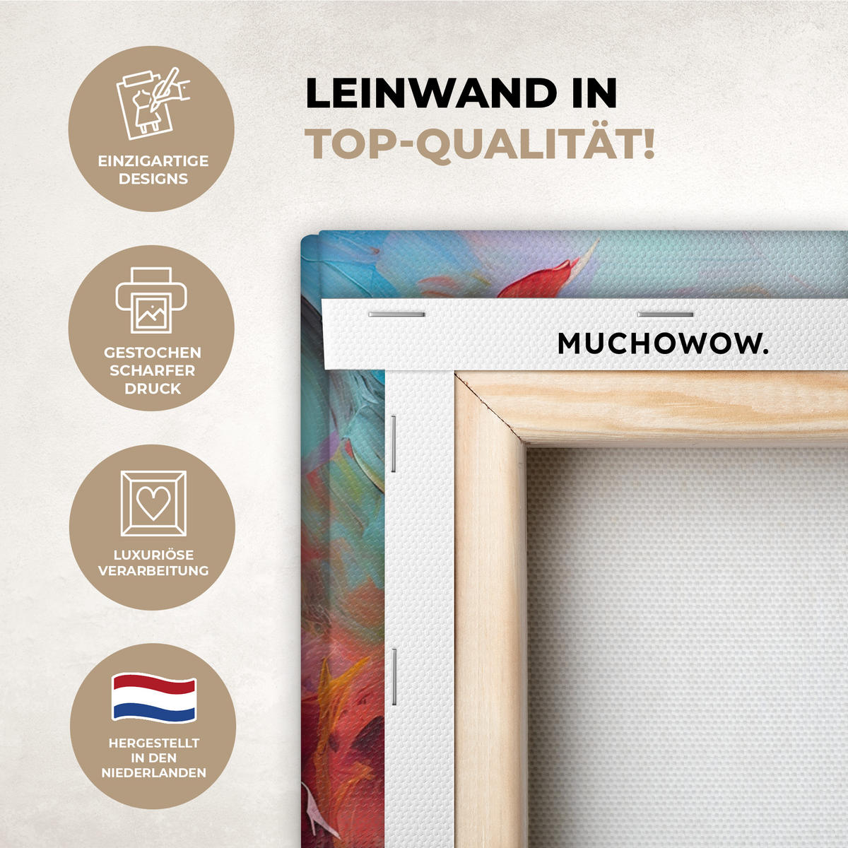 LEINWANDBILD Ölgemälde - Kunst - Abstrakt - Farbenfroh 40x30 cm - Altrosa, Textil (40/30cm) - MuchoWow
