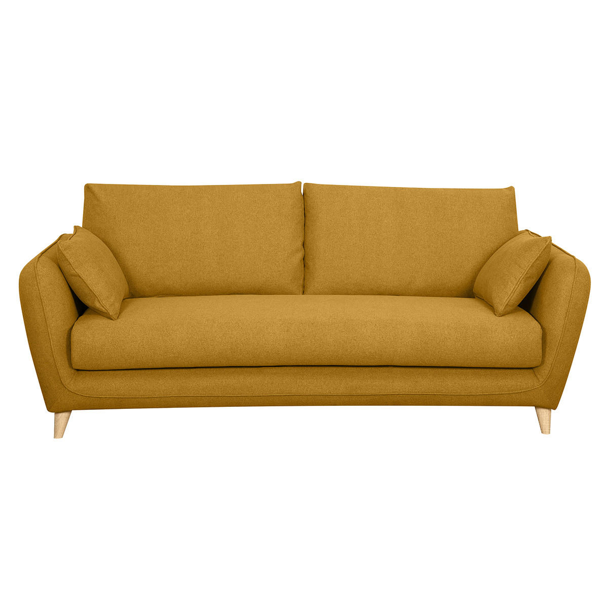 SCHLAFCOUCH Skandinavisch Kumingelb Matratze 10cm 3-Sitzer CREEP - Gelb, Textil (103/81/201cm) - Miliboo