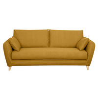 SCHLAFCOUCH Skandinavisch Kumingelb Matratze 10cm 3-Sitzer CREEP - Gelb, Textil (103/81/201cm) - Miliboo