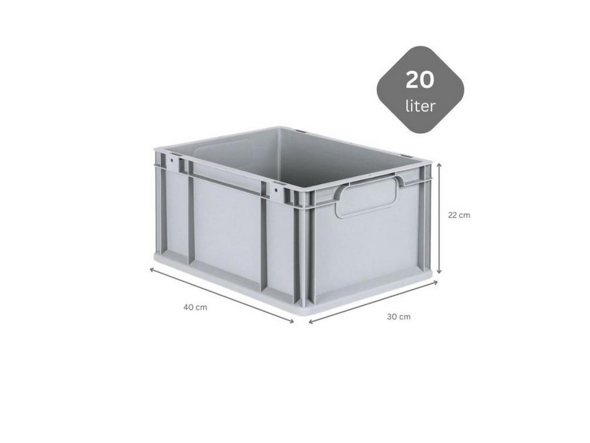 EUROBOX Nextgen Economy Griffe Geschlossen 22x30x40cm 20 Liter - Grau, Kunststoff (30/22/40cm) - PROREGAL