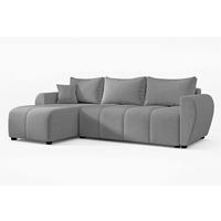 ECKSOFA L Form Malatya Hellgrau 246/145/82 cm stilvolle mit Schlaffunktion L - Hellgrau/Schwarz, Kunststoff/Textil (145/246cm) - AX Living