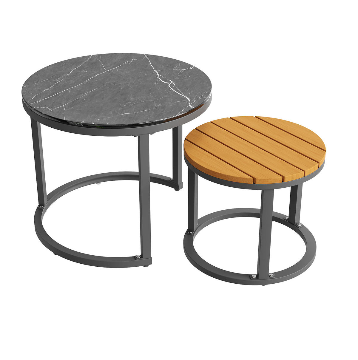 GARTENLOUNGE-SET modular 6-tlg. Grau mit 2 Tischen - Grau, Metall - Beauniv