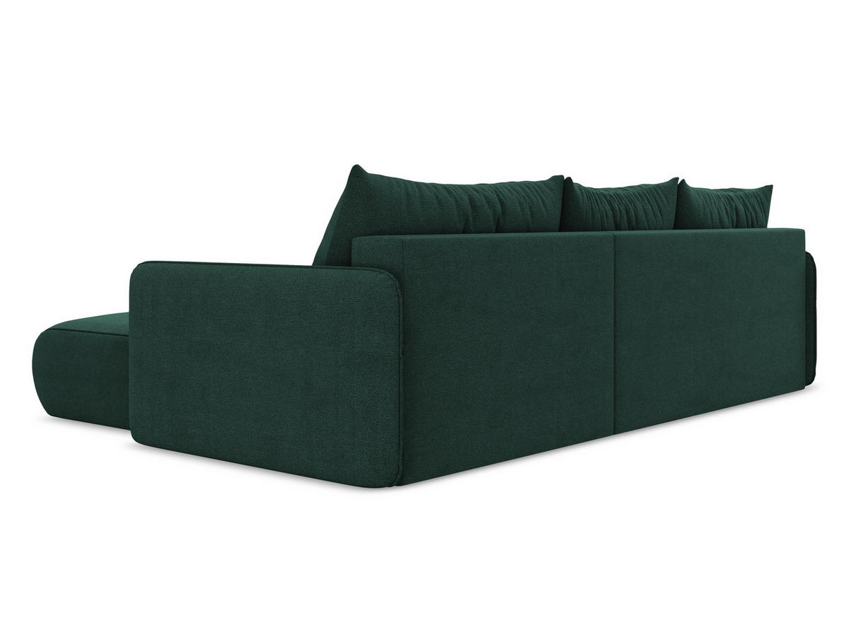 ECKSOFA mit Schlaffunktion Strukturstoff Stoff Grün - Dunkelgrün/Schwarz, Kunststoff/Textil (240/148cm) - Makamii