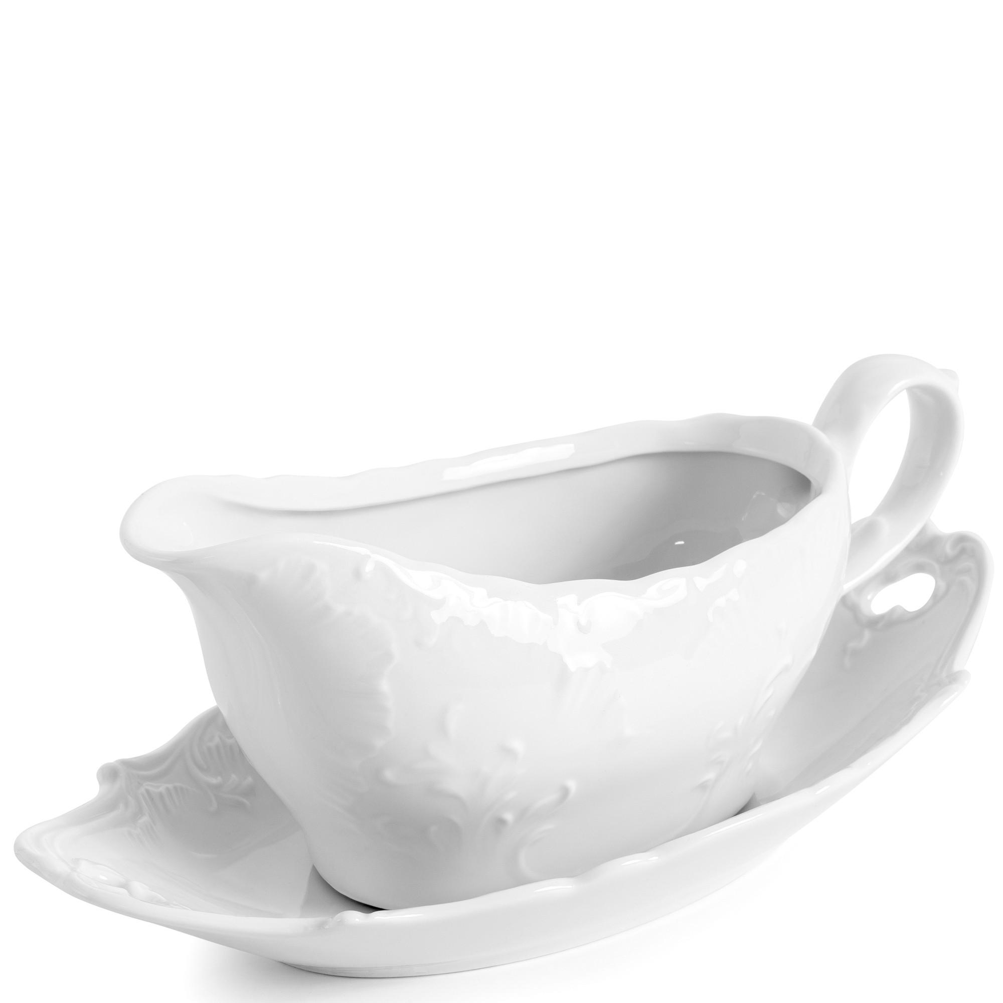 SAUCIERE mit Untertasse Cmielow Rococo - Weiß, Keramik (22.5cm) - KONSIMO®