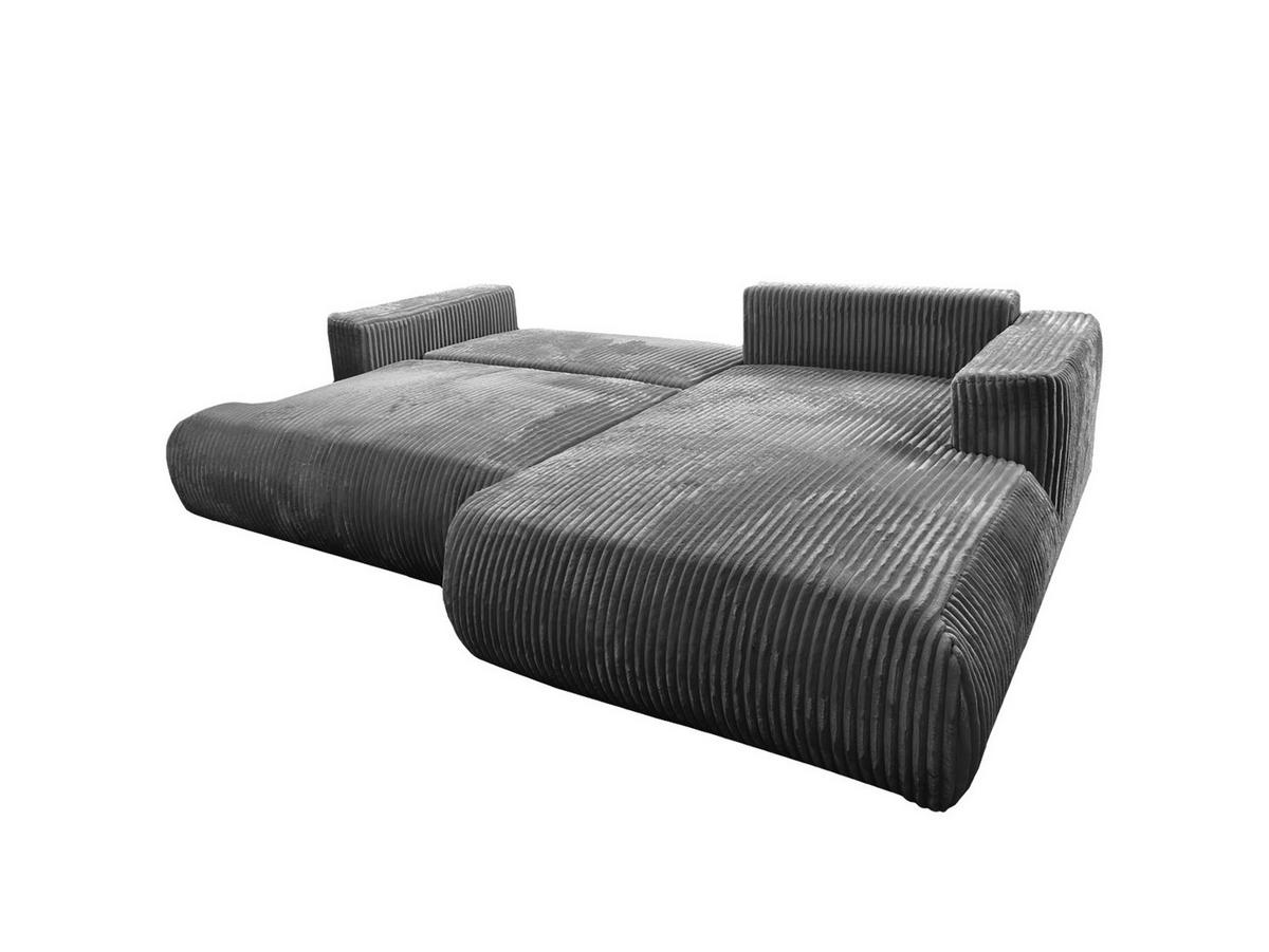 ECKSOFA Luna L rechts Grau aus Cord - Grau, Textil (271/195cm) - KS Home Concept