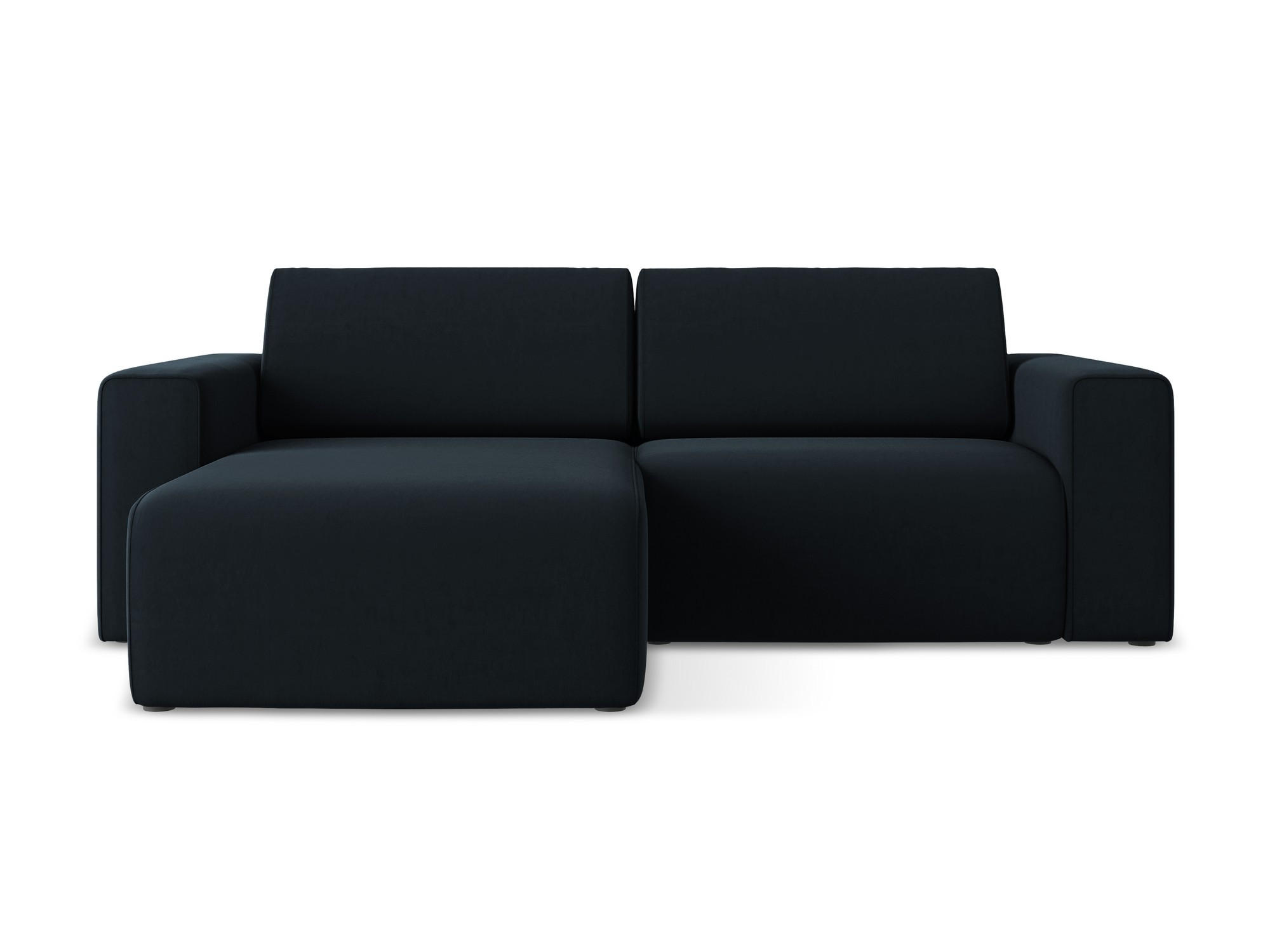 ECKSOFA Links Samt Stoff Blau - Blau/Schwarz, Kunststoff/Textil (167/224cm) - Makamii
