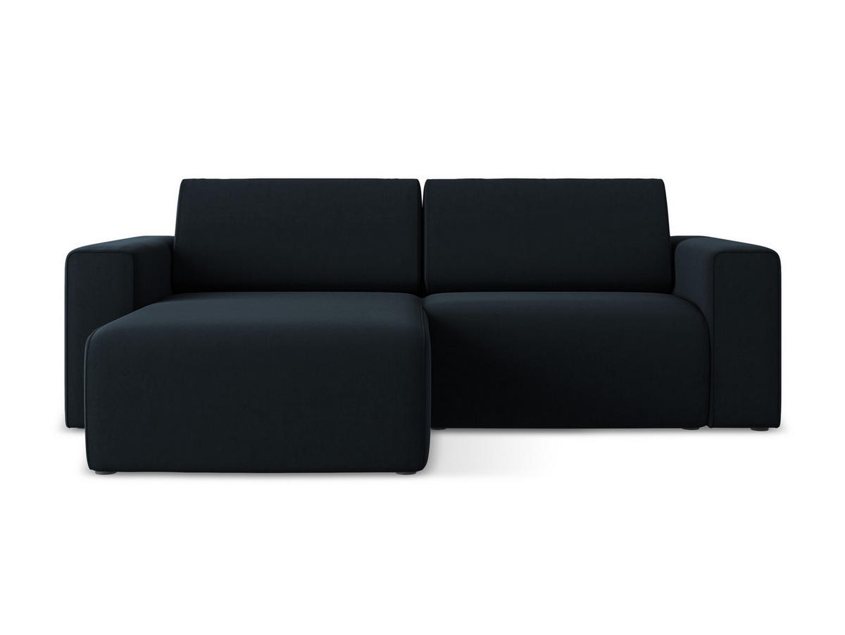 ECKSOFA Links Samt Stoff Blau - Blau/Schwarz, Kunststoff/Textil (167/224cm) - Makamii