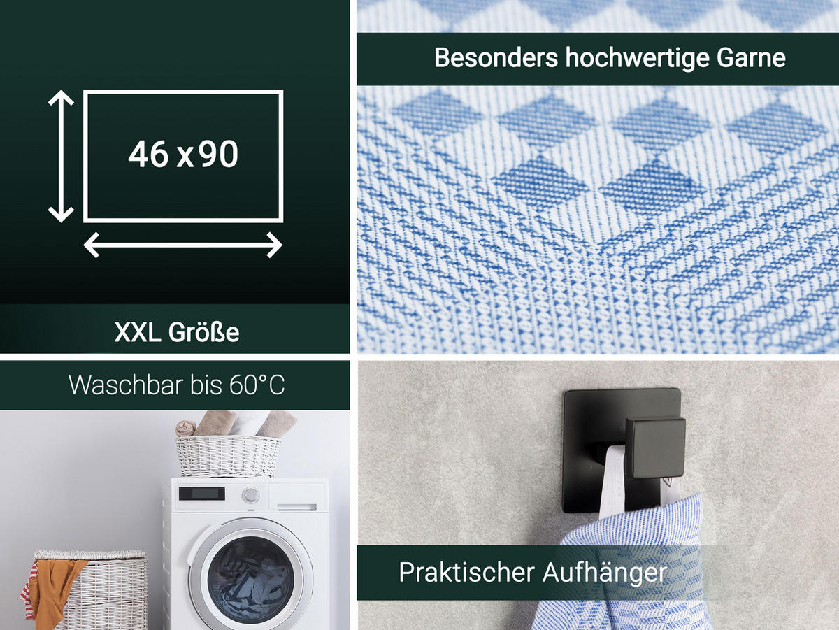 GESCHIRRTÜCHER, 10er-Set, 46x90 cm, 100% Baumwolle, Blau - Blau, Textil (46/90cm) - Zollner