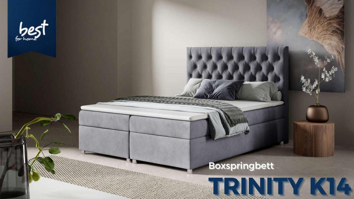 BOXBETT mit Bettkasten Trinity K-14 Bonellfederkern inkl. Topper - Creme, Holz/Holzwerkstoff (200/200cm) - Best For Home