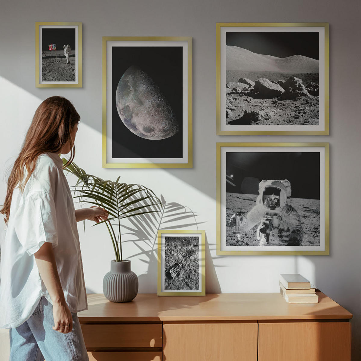 WANDBILDER 5er Set - 50x50 cm & 20x30 cm & 40x60 cm Goldrahmen - Gemälde von Zitronenbäumen - Goldfarben, Kunststoff (40/60cm) - ArtPrintCave