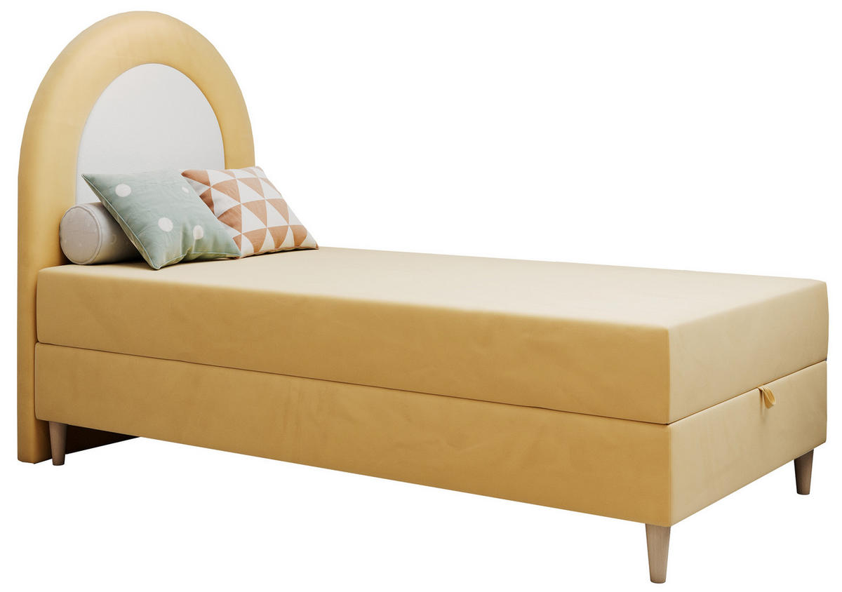 BOXBETT NEST 90/180 Gelb Velvet - H3 - Gelb, Holz/Textil (90/180cm) - MKS
