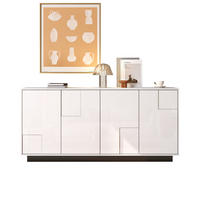 SIDEBOARD 160cm Hochglanz 4 Türen Weiß Schwarz modern Stauraum - Weiß, Holzwerkstoff (37/75.5/160cm) - FLIEKS
