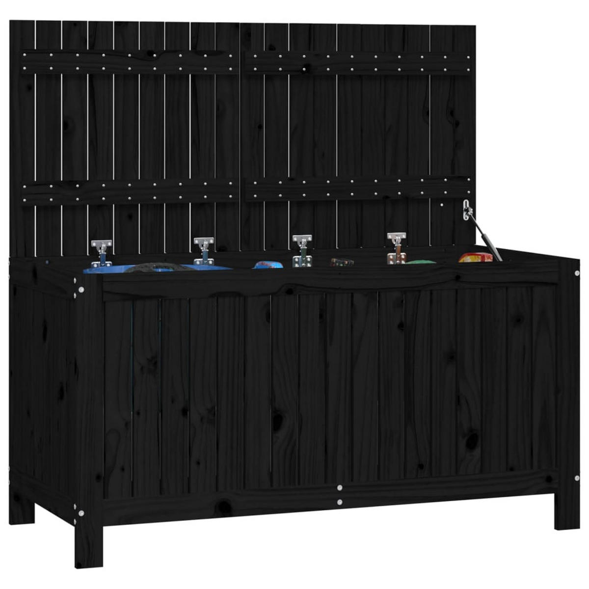 GARTENTRUHE Schwarz 121x55x64 cm Massivholz Kiefer - Schwarz, Holz (121/64/55cm) - furnicato
