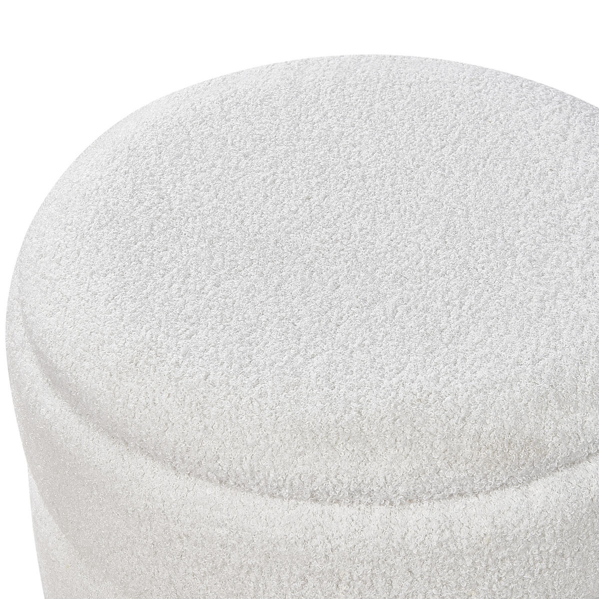 HOCKER Weiß Okaton - Weiß/Braun, Textil (44/48/44cm) - Beliani