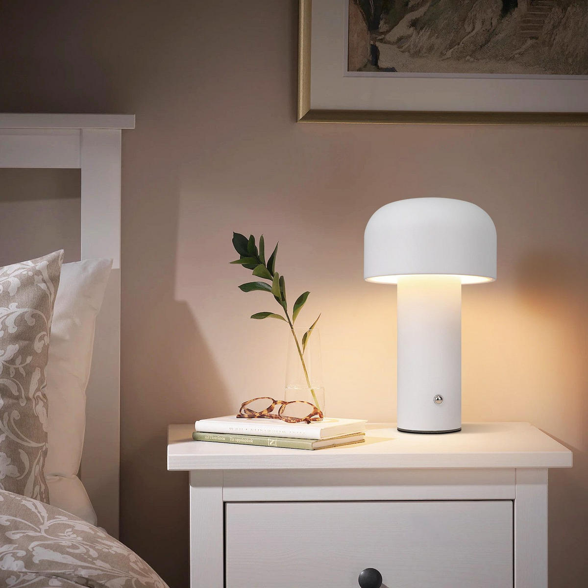 LED stolní lampa Abeli 21,6/12,6/6 cm - bílá, kov (21.6/12.6/6cm) - Nettlife