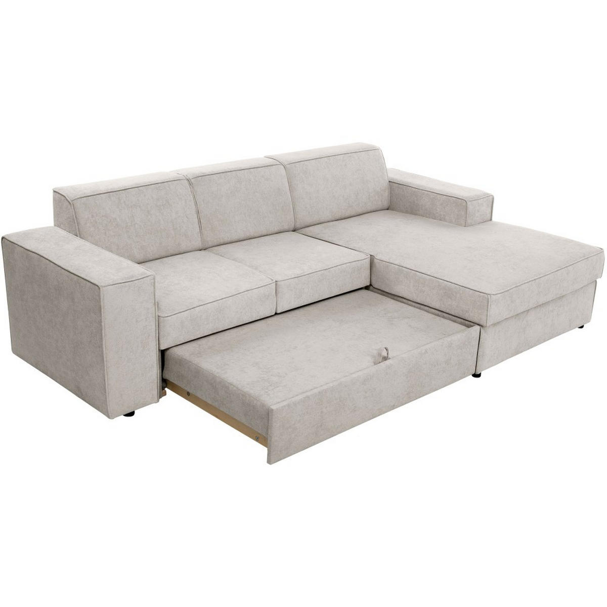 ECKSCHLAFSOFA mit Schlaffunktion Pedro L beige rechts - Beige/Schwarz, Kunststoff/Textil (267/160cm) - Beautysofa