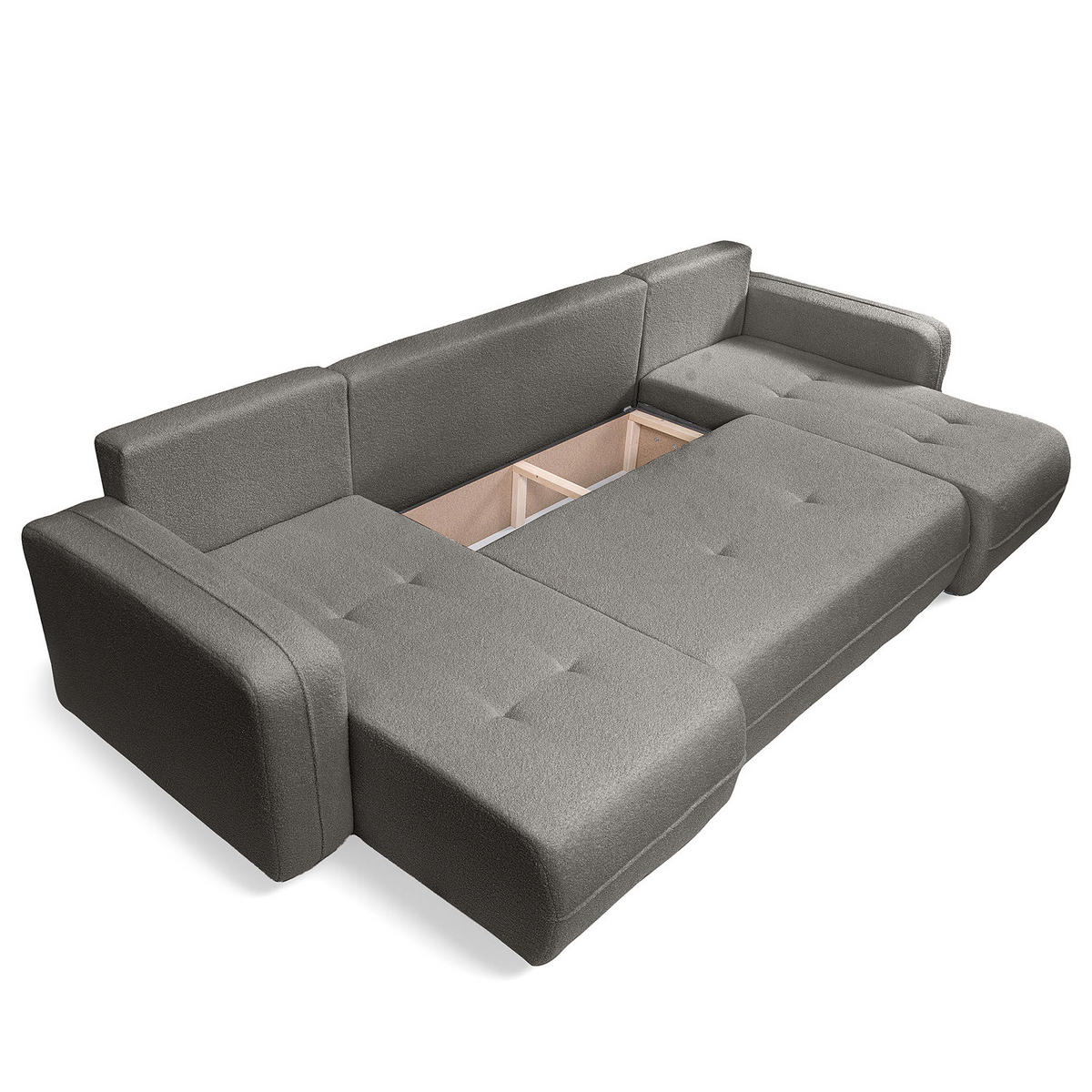 WOHNLANDSCHAFT - Dunkelgrau/Schwarz, Kunststoff/Textil (312/82/145cm) - home24