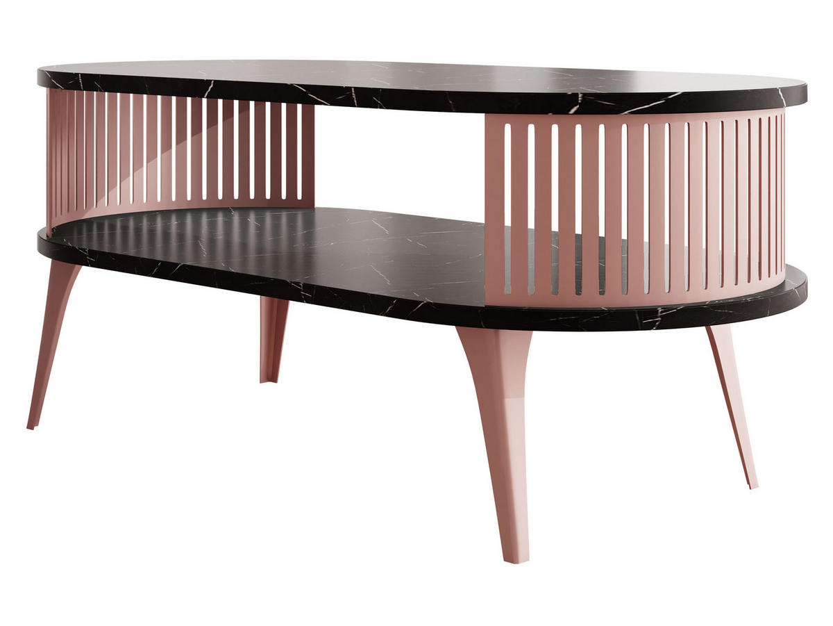 COUCHSITCH Roenni Oval Ember - Messingfarben/Schwarz, Holzwerkstoff/Metall (100/50/44cm) - MIRJAN24