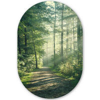 WANDBILD Wald - Weg - Sonne - Bäume - Grün - Natur 80x120 cm - Waldgrün, Kunststoff (80/120cm) - MuchoWow
