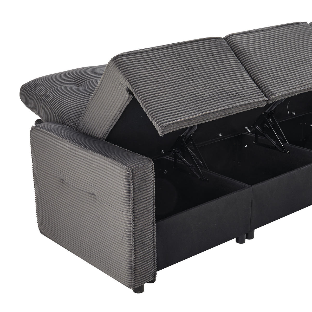 SOFA, 4-Sitzer, Stauraum, Hocker, Grau, 280x146x85cm - Grau, Textil (146/280cm) - FLIEKS