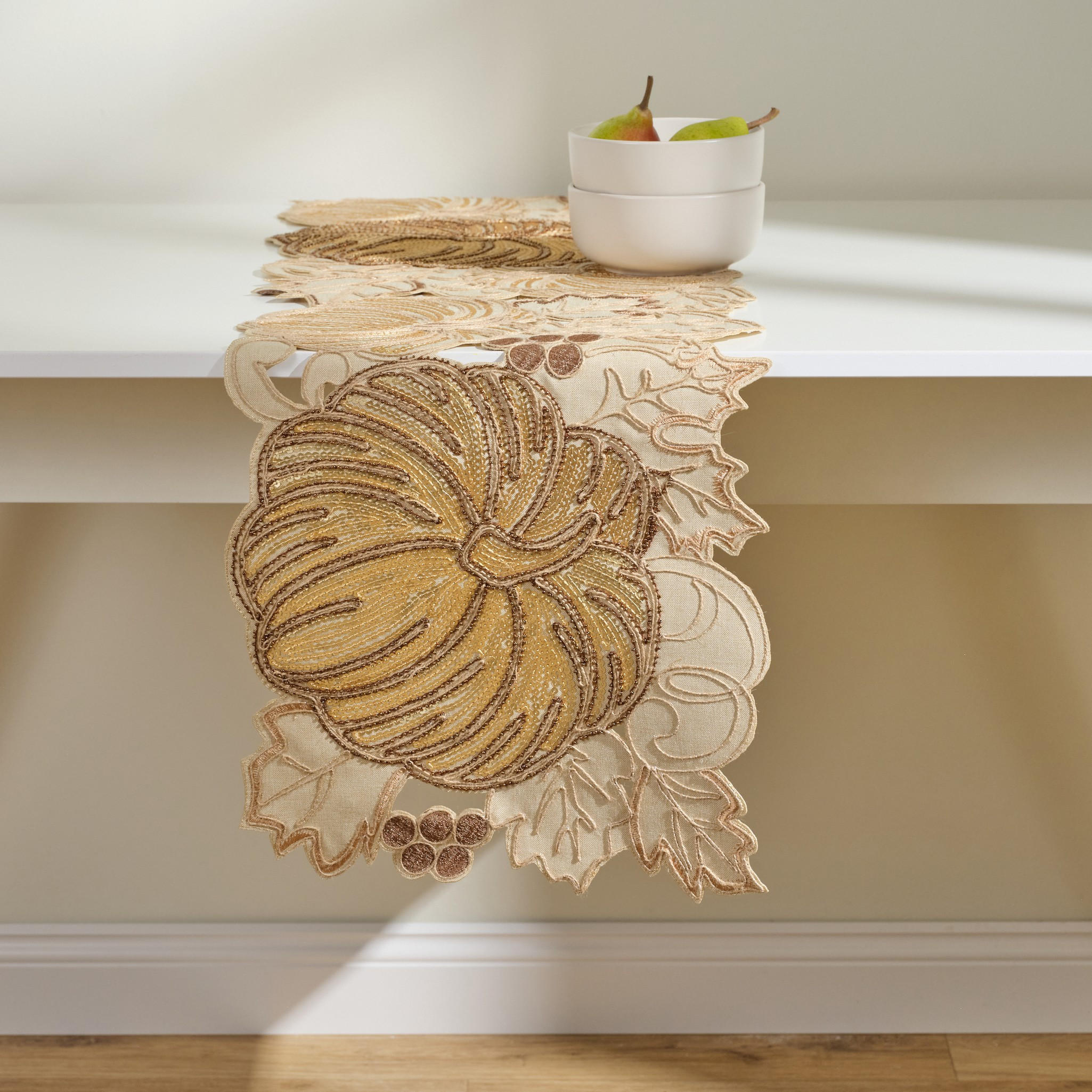 TISCHLÄUFER Pumpkino - Goldfarben, Textil (180/35/1cm) - home&you