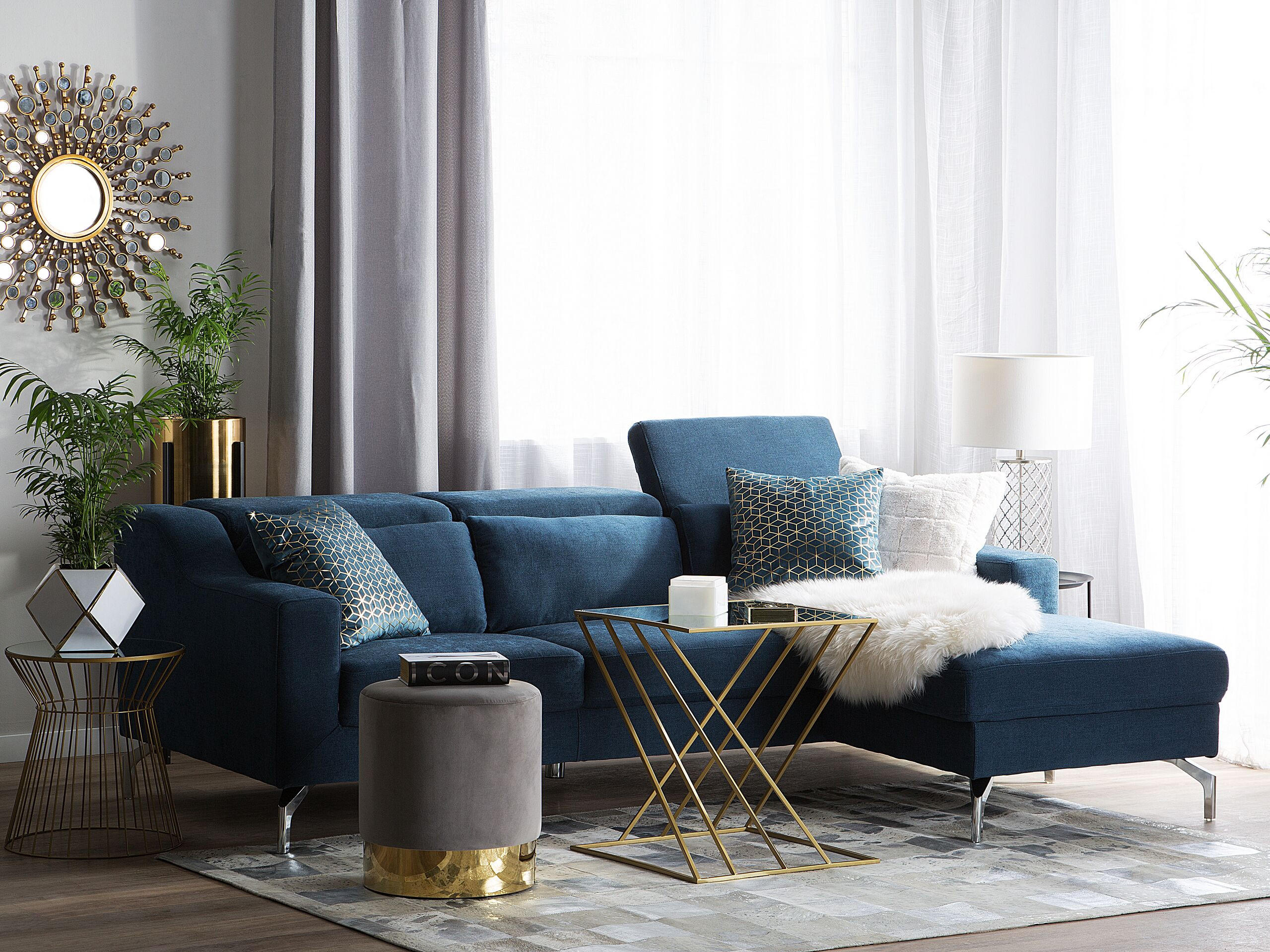 ECKSOFA Polsterbezug Marineblau Glosli - Hellblau, Textil (220/157cm) - Beliani