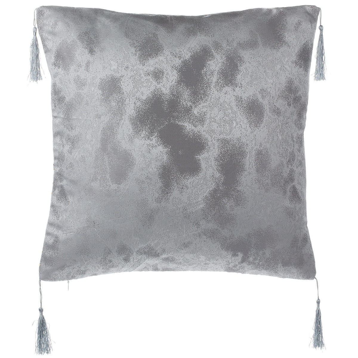 DEKOKISSEN 2er-Set Silber 45/45 cm Camellia - Silberfarben, Textil (45/45cm) - Beliani