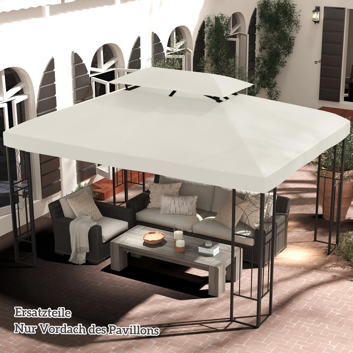 ERSATZDACH für Pavillon DE-05915 3/4 m Cremeweiß - Creme, Textil (400/20/300cm) - ComfortXL