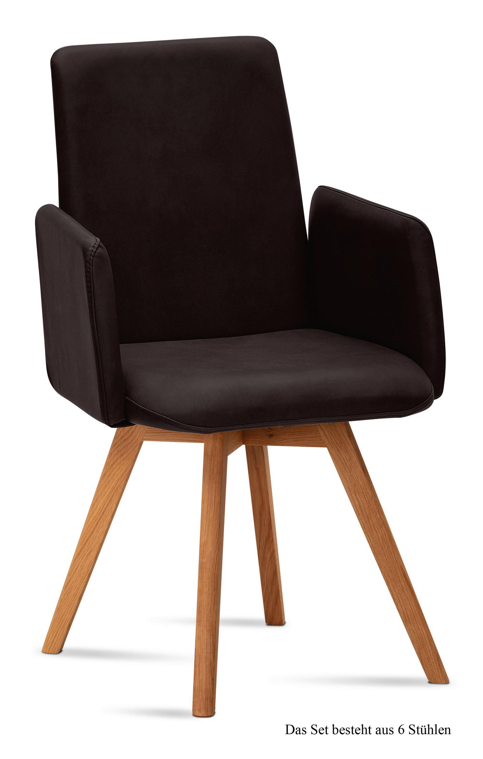 ARMLEHNSTUHL (6er-Set) Dilys 52x92x60 Eiche geölt/Espresso - Eichefarben/Dunkelbraun, Kunststoff (60/92/52cm) - 58aufmkessel