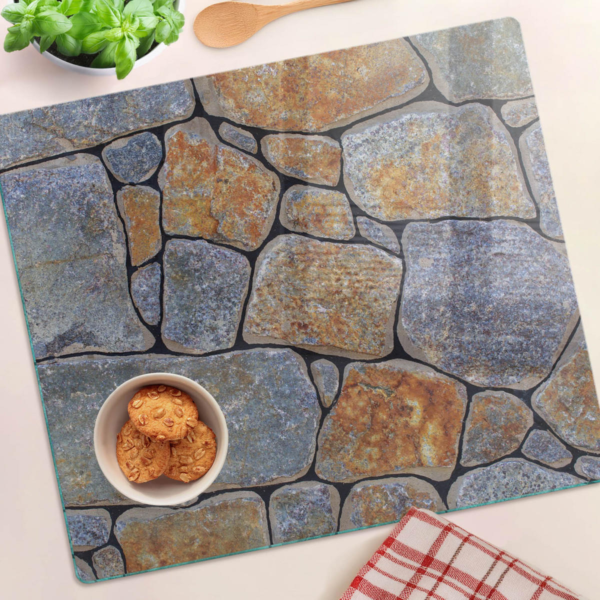 GLASPLATTE 60x52 cm Steine - Grau, Glas (60/0.4/52cm) - TULUP