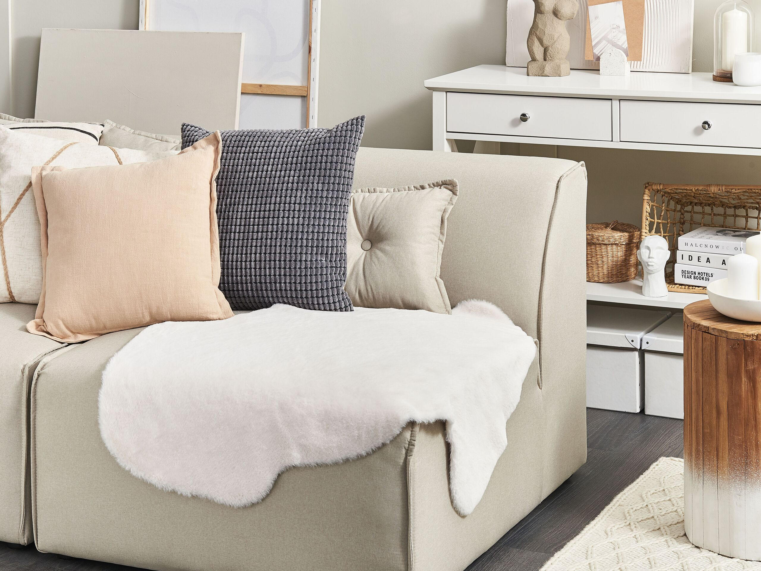 KUNSTFELL-TEPPICH Undara 90/60 cm - Weiß, Kunststoff (60/90cm) - Beliani