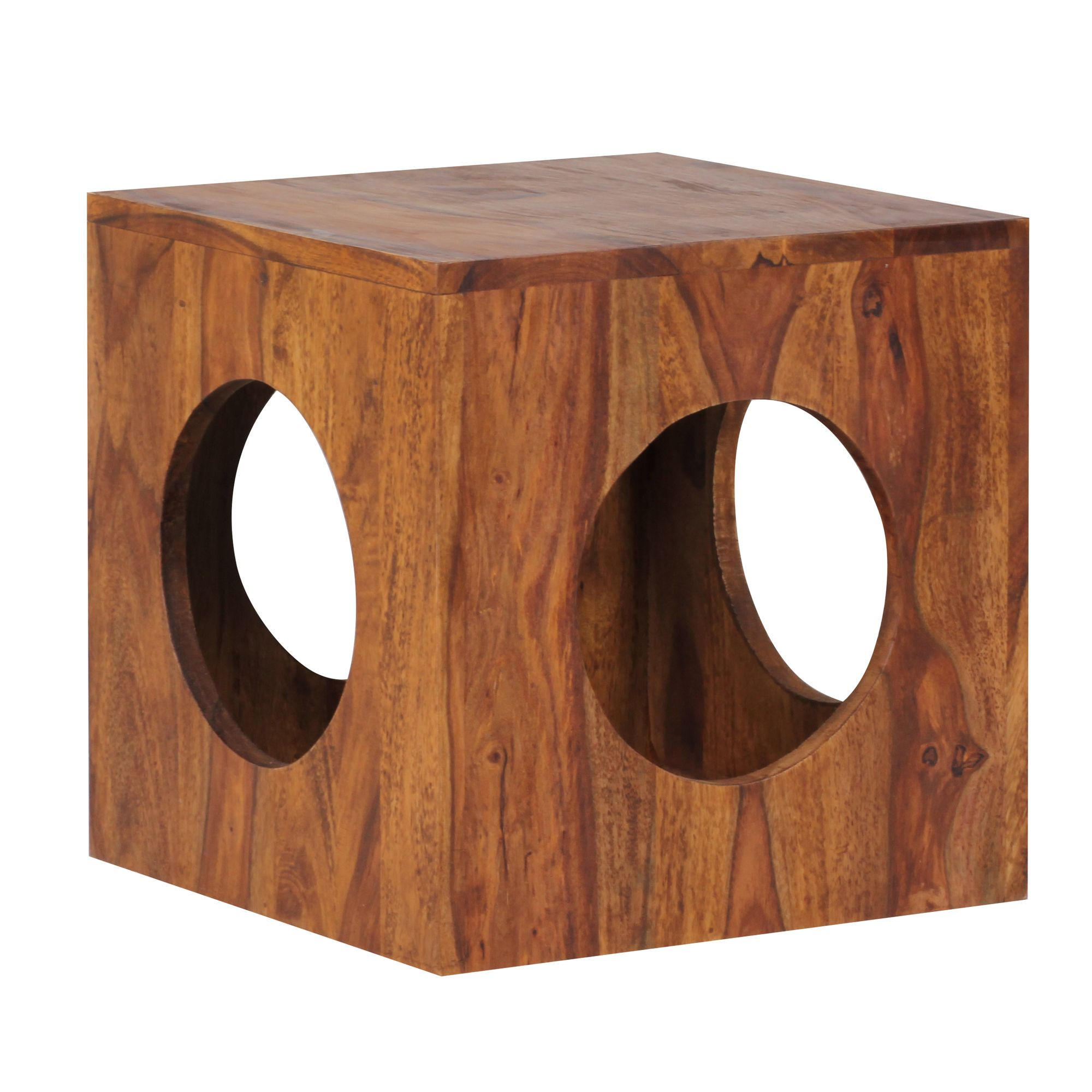 BEISTELLTISCH – Massivholz quadratisch Cube Design mit Stauraum handgefertigt - Braun, Holz (35/35/35cm) - KADIMA DESIGN