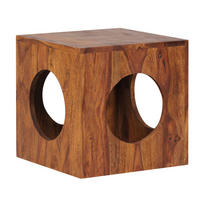 BEISTELLTISCH – Massivholz quadratisch Cube Design mit Stauraum handgefertigt - Braun, Holz (35/35/35cm) - KADIMA DESIGN