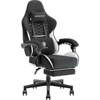 GAMING Stuhl mit Fußstütze Stoff Schwarz & Weiß - Multicolor, Textil (60/136/57cm)