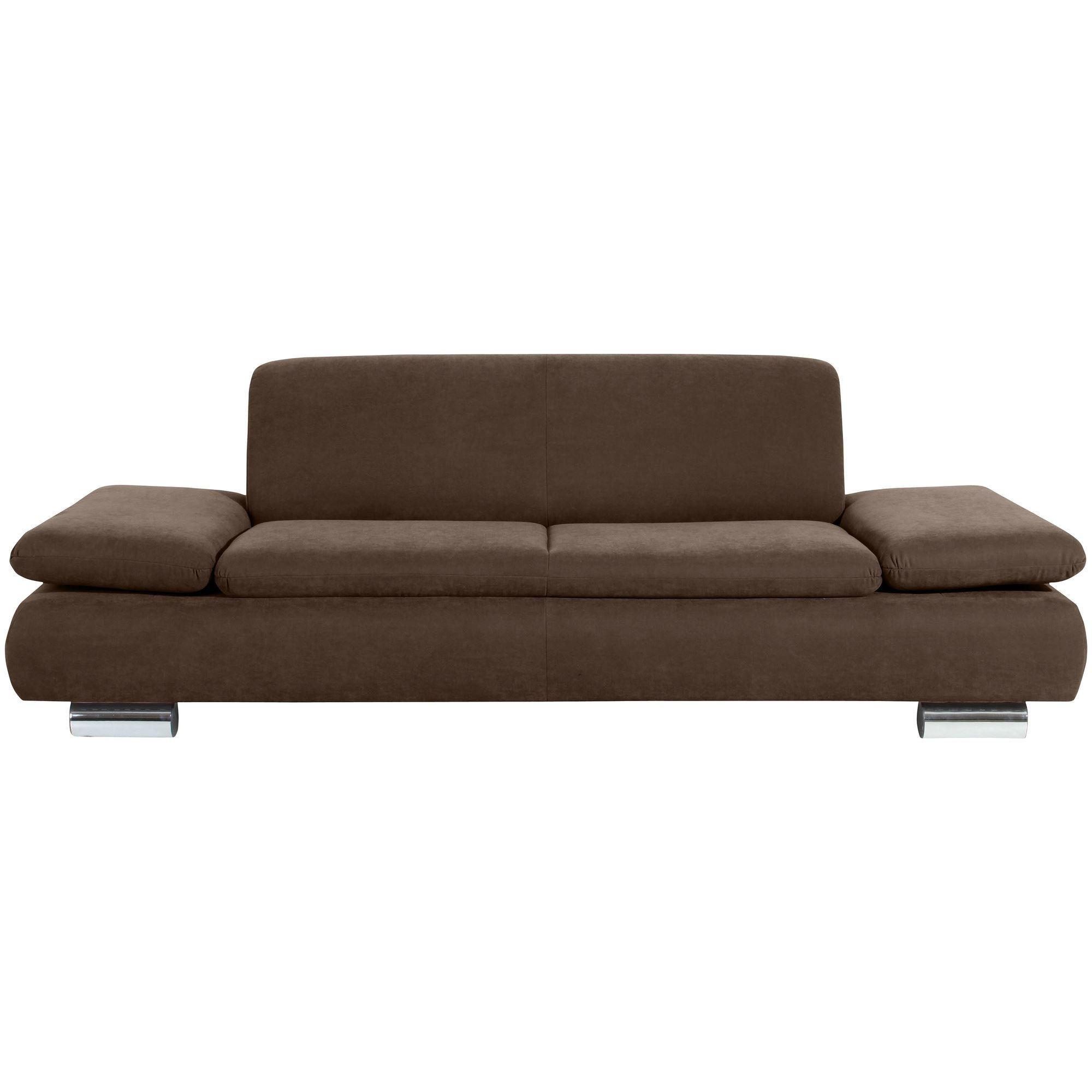 SOFA 2,5-Sitzer Kaye Bezug Veloursstoff Metallfuß verchromt / braun - Braun, Kunststoff (221/76/90cm) - 58aufmkessel
