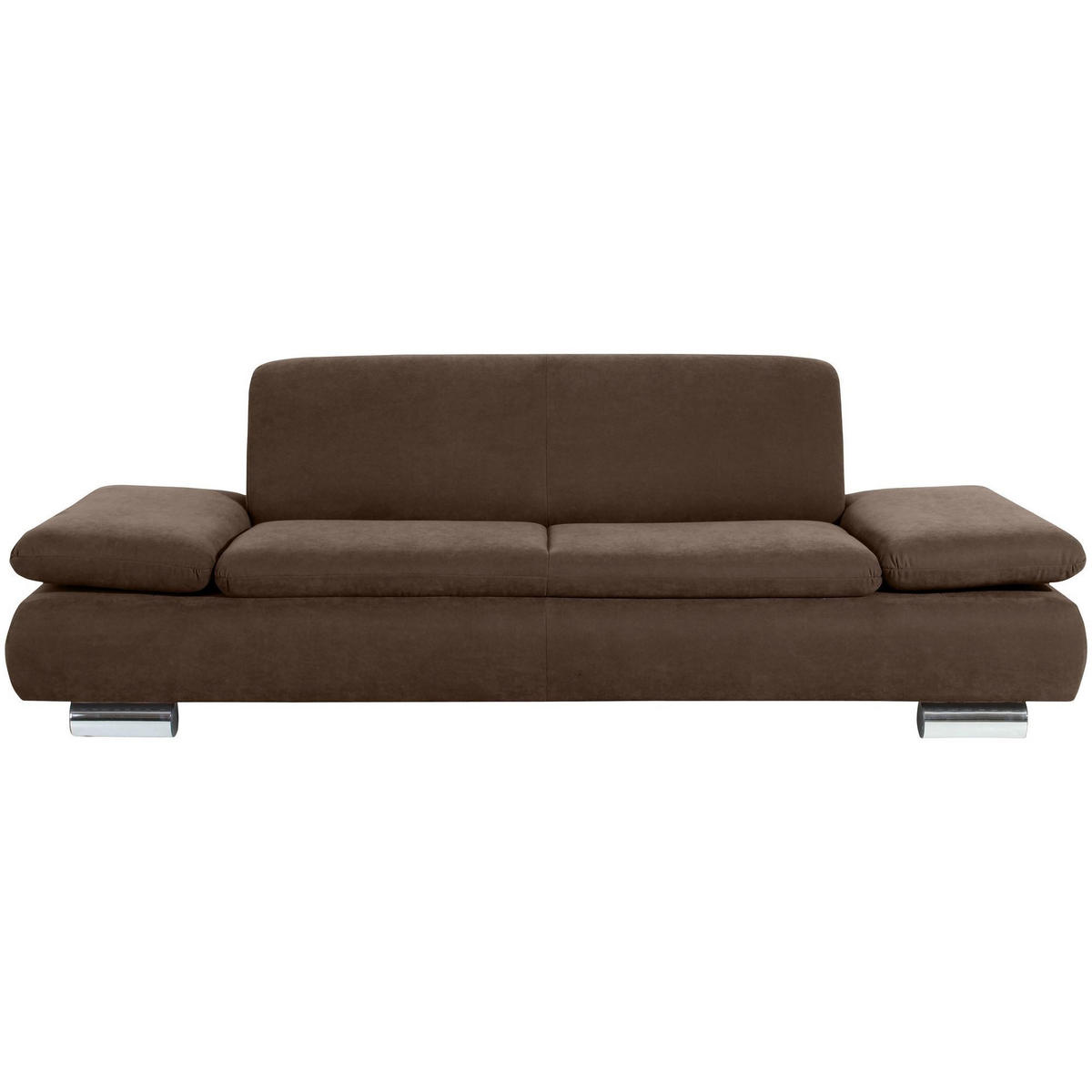 SOFA 2,5-Sitzer Kaye Bezug Veloursstoff Metallfuß verchromt / braun - Braun, Kunststoff (221/76/90cm) - 58aufmkessel