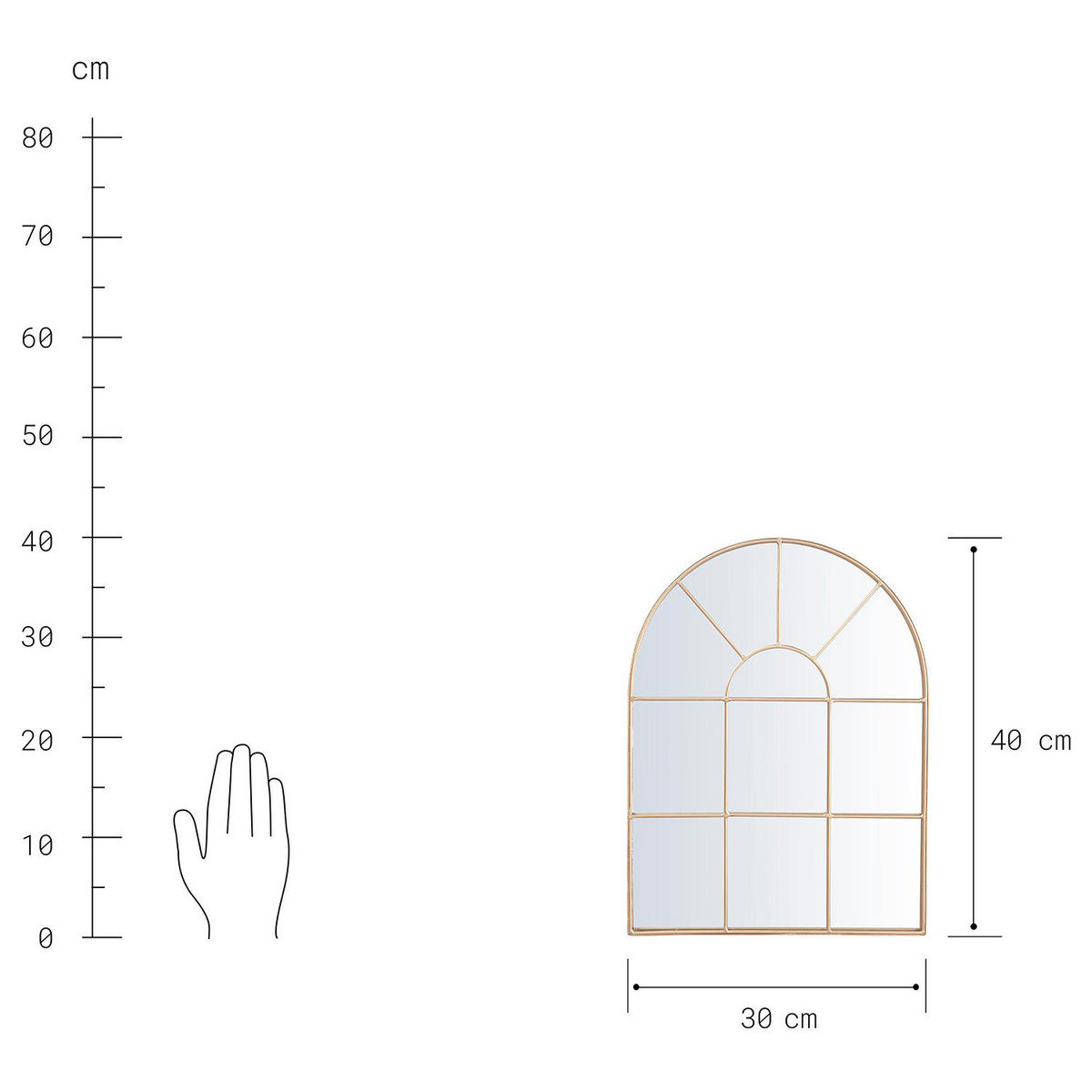 FENSTERSPIEGEL Finestra - Goldfarben, Glas (30/40/2cm) - Butlers