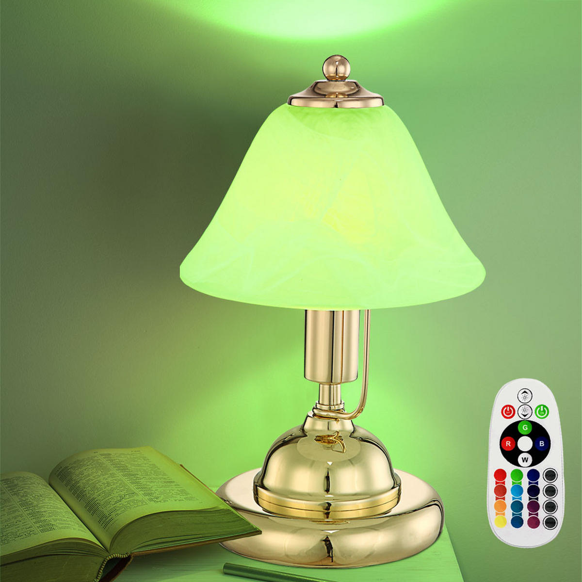 LED TISCHLEUCHTE Messing ANTIK - Messingfarben, Glas (17/17/27cm) - Globo Lighting