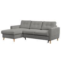 ECKSOFA mit Longchair - Braun/Grau, Holz/Textil (223/148cm) - home24