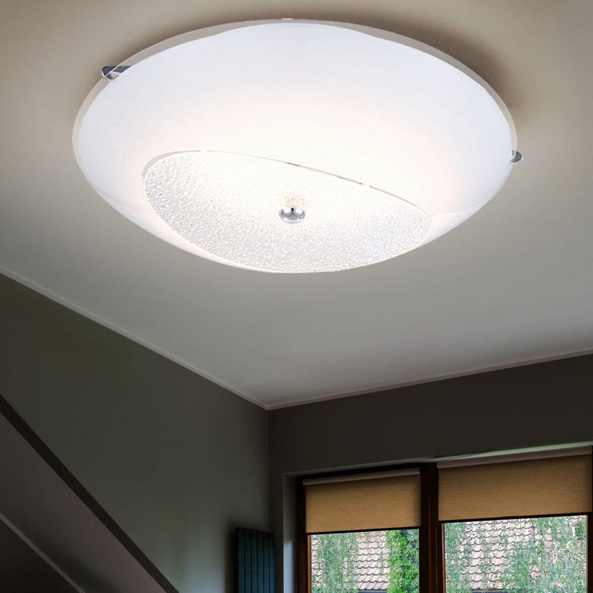 LED DECKENLEUCHTE KESSY Kristalloptik Weiß - Weiß, Glas (40/40/10cm) - Globo Lighting