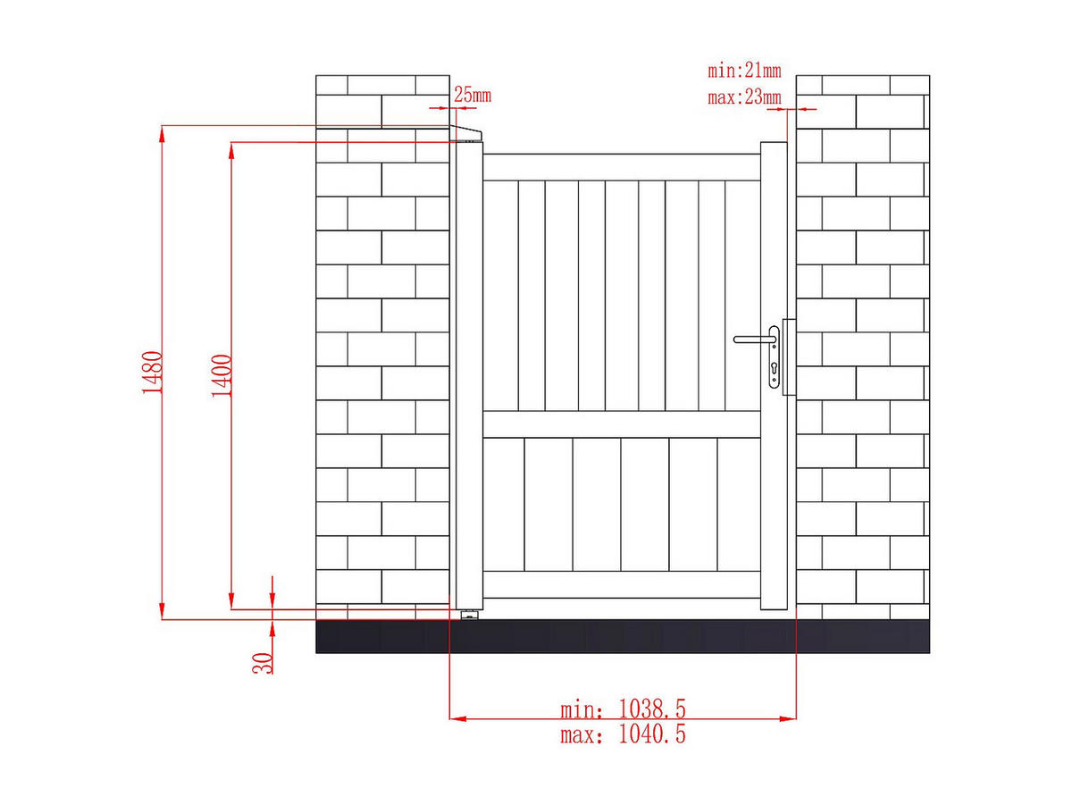 GARTENTOR Flügeltor - 104 x 148 cm - Aluminium - Anthrazit - TARNOS II - Anthrazit, Metall (99.25/140cm) - Vente-Unique