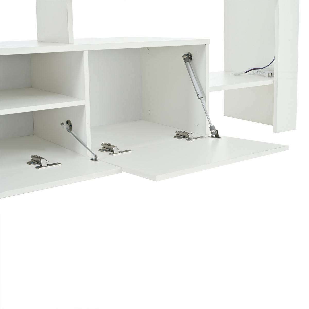 TV-LOWBOARD 192x37x53 cm Weiß LED 3 Schränke Hochglanz - Weiß, Holzwerkstoff (37/53/192cm) - FLIEKS