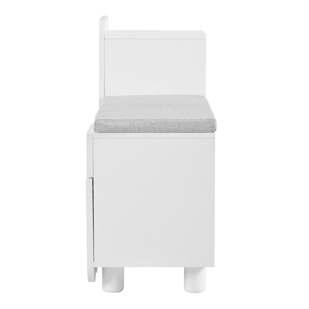 SCHUHSCHRANK aus MDF 90x35x74,5cm in Weiß mit Schublade & Sitzpolster - Weiß, Holzwerkstoff (90/74.5/35cm) - Modfu