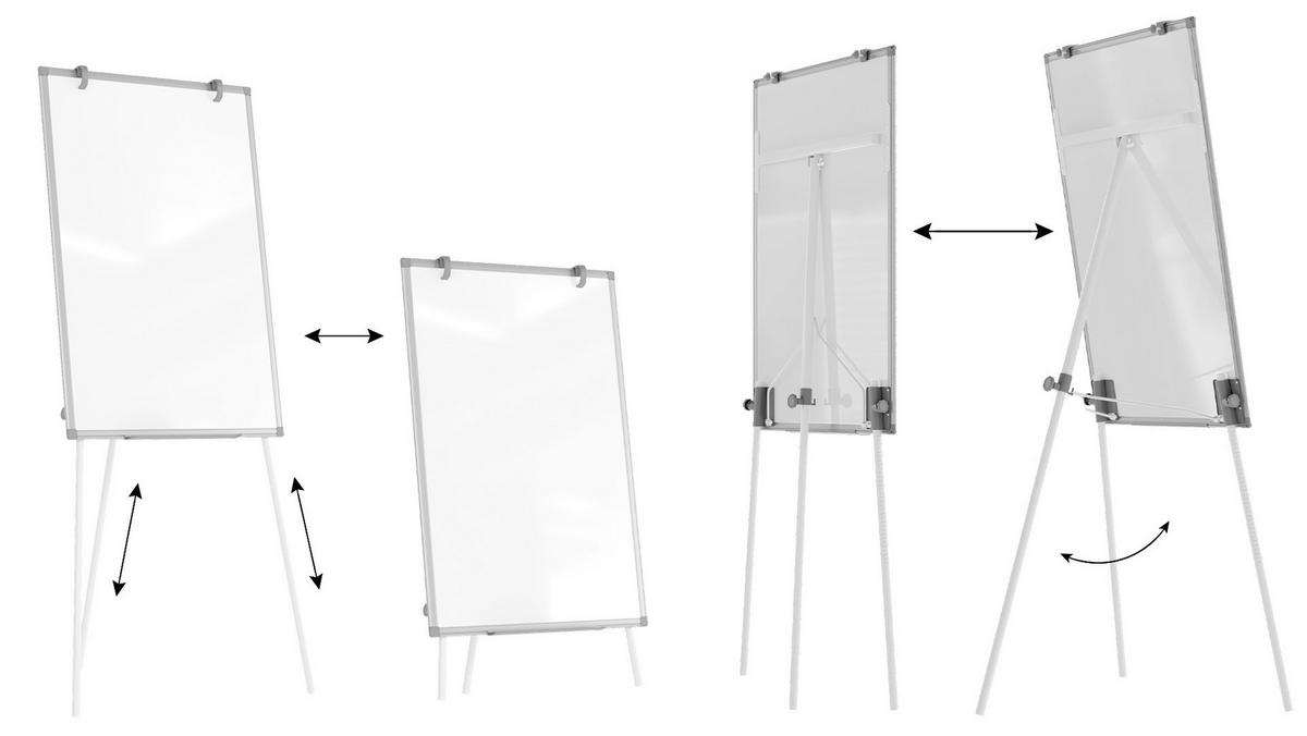MAGNETISCHES Whiteboard-Flipchart 90x60 cm, Silber - Silberfarben, Metall (100/70/1.2cm) - ALLboards